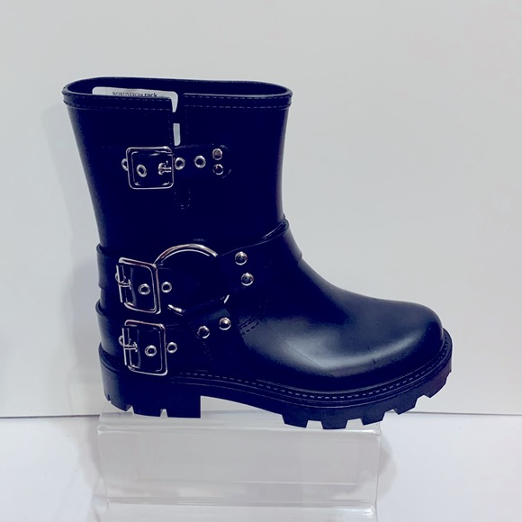 Jeffrey Campbell Black moto rubber boot NEW - Picture 4 of 10